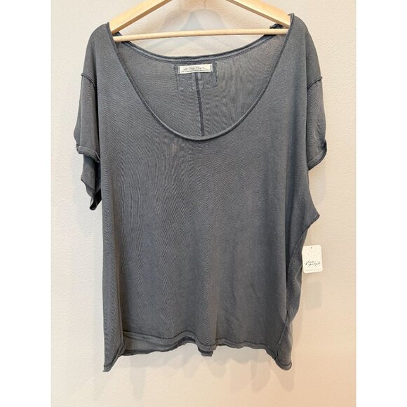 We The Free Women's Oversized Short Sleeve Dylan Tee XL Scoop Neck Carbon Boho - Picture 1 of 9